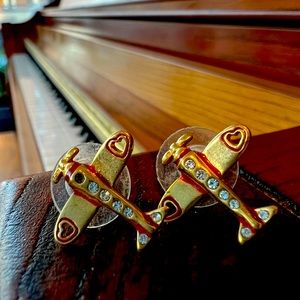 Betsy Johnson Airplane Pilot Stud Earrings
